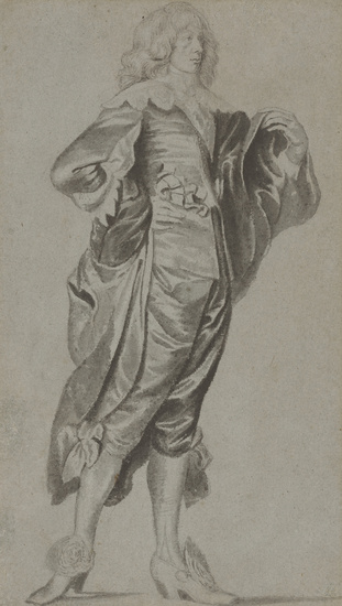 AFTER SIR ANTHONY VAN DYCK (ANTWERP 1599-1641 LONDON) A portrait of Charles Herbert, Lord Herbert of Shurland, full-length, looking to the right (recto); Drapery study (verso)