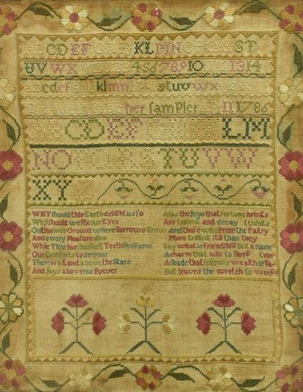 AMERICAN ELIZABETH PAGE 1786 NEEDLEPOINT SAMPLER