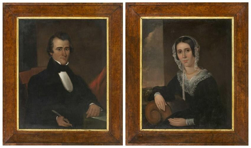 AMERICAN SCHOOL 19th Century Pair of portraits