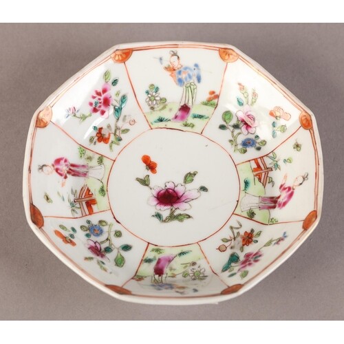 AN 18TH CENTURY CHINESE FAMILLE ROSE SAUCER DISH, Chien Lun...