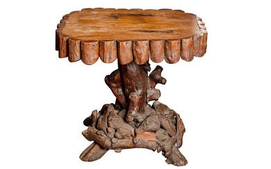 AN ADIRONDACK STYLE PEDESTAL TABLE, LATE 19TH CENTURY