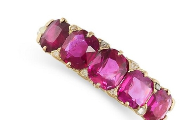 AN ANTIQUE BURMA NO HEAT RUBY AND DIAMOND RING in