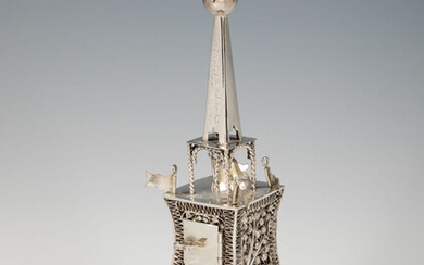 AN ANTIQUE SILVER SPICE TOWER. Probably the USA, 1910....