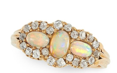 AN ANTIQUE VICTORIAN OPAL AND DIAMOND RING, 1888 in
