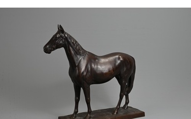 AN EARLY 20TH CENTURY JAPANESE BRONZE MODEL OF A HORSE BY KU...