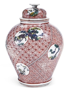 AN EARLY ENAMELLED VASE AND COVER EDO PERIOD, MID-17TH CENTURY