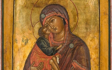 AN ICON SHOWING THE DONSKAYA MOTHER OF GOD Russian, 18th...