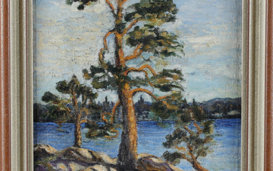 ARVID TYDÉN. Sunlit pines, oil on canvas, signed A Tydén and dated -21.