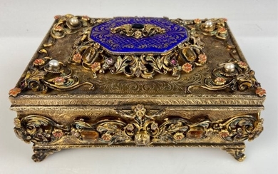 AUSTRO HUNGARIAN GOLD OVER SILVER JEWELED BOX