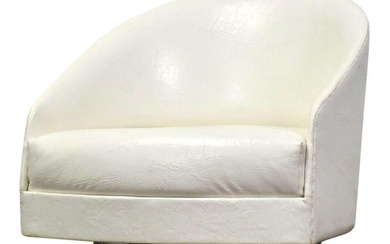 Adrian Pearsall White and Chrome Swivel Lounge Chair