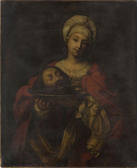After Guido Reni, Italian 1575-1642- Salome with the head of St John the Baptist; oil on canvas, 116 x 95.8 cm., (unframed). Provenance: Private Collection, UK. Note: The present composition is a mid-late 18th-century copy after Reni's original in...