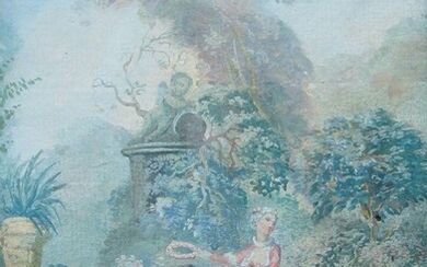 After Jean-Honoré Fragonard, French 1732-1806- The Progress of Love: The Lover Crowned; gouache on paper, 19.8 x 13.6 cm