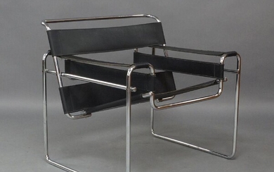 After Marcel Breuer, chrome and leather Wassily style chair