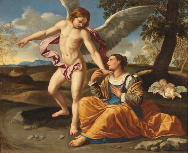Agar e l'Angelo, Simone Cantarini detto il Pesarese (bottega di) (Pesaro 1612 - Verona 1648)