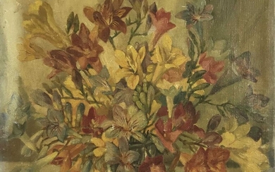 Alice Rebecca Kendall (1922-2011) oil on canvas, flower group, N.B. Alice Rebecca Kendall was the President of the Royal Society of Women Artists