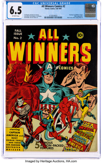All Winners Comics #2 (Timely, 1941) CGC FN+ 6.5...
