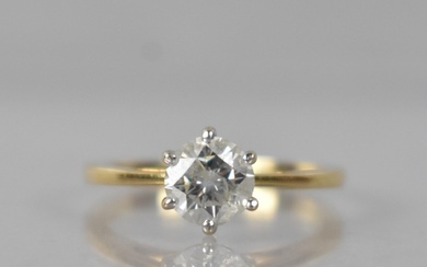 An 18ct Gold and Diamond Solitaire Ring, Centre Round Brilli...