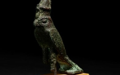 An Egyptian Bronze Horus Falcon Height 2 3/4 inches.