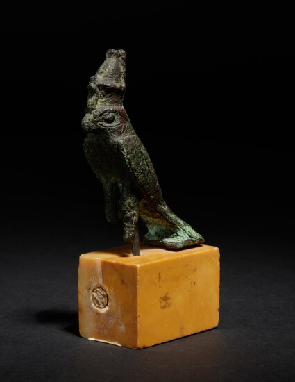 An Egyptian Bronze Horus Falcon