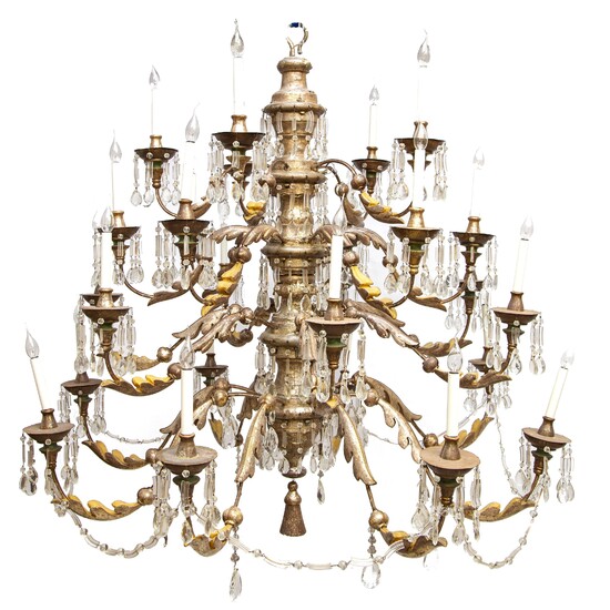 An Italian 'mecca' and cut-glass thirty-light chandelier