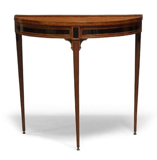 An Italian satinwood and ebonised demi lune side table, 18th...