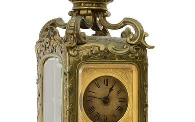 An Unusual French Brass Carriage Clock, Bernard Goldstein, New York