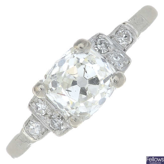 An early 20th century platinum old-cut diamond ring.