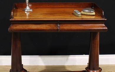 An early Victorian mahogany washstand, rectangular top with ...