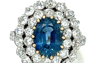 Antique 18K & Platinum Sapphire and Diamond Ring