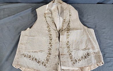 Antique 19th Century Mens Metallic Embroidered Evening Waistcoat