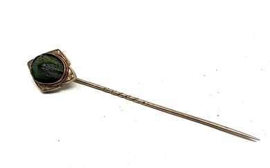 Antique Edwardian 9ct gold Genuine Scarab Beetle stick tie p...