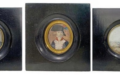 Antique European Set of 3 Miniature Paintings
