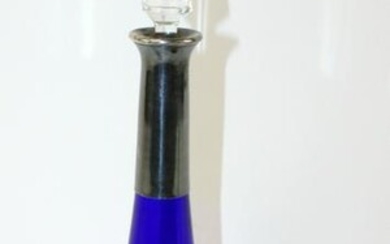 Antique French cobalt cut to clear crystal decanter