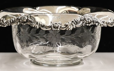 Antique Tiffany & Co. Floral Sterling Etched Glass