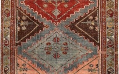 Antique Tribal Geometric Persian Malayer Runner 9 ft 8 in x 3 ft 6 in (2.95 m x 1.07 m)
