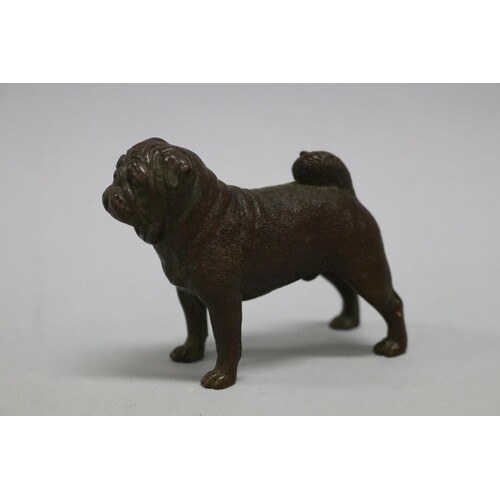 Antique heavy cast bronze figure of a pug, approx 6cm H x 7....