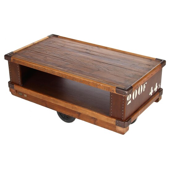 Arhaus Two-Tier Recycled Wood Rolling Coffee Table