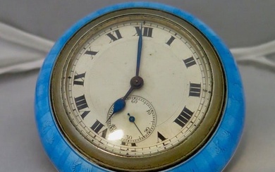 Art Deco Period Continental Enamel over Sterling Silver Desk Clock