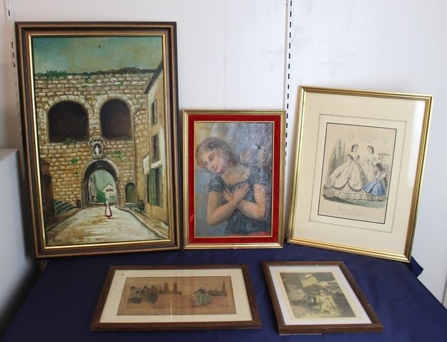 Assorted Collection of Local French Artist Paintings and Prints
