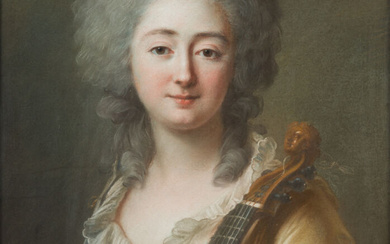 Attribué à Jean VALADE (1710 – 1787) – Jeune femme jouant de la viole d’amour -…