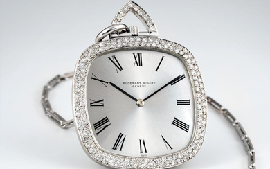 Audemars Piguet. A Rare White Gold & Diamond-set Keyless Open Face Dress Watch