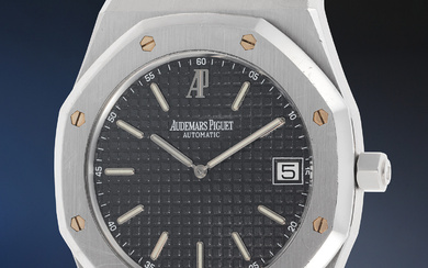 Audemars Piguet, Ref. 15202ST A fine and attractive stainless steel wristwatch with date, bracelet, guarantee, hang tag, original sale receipt and presentation box