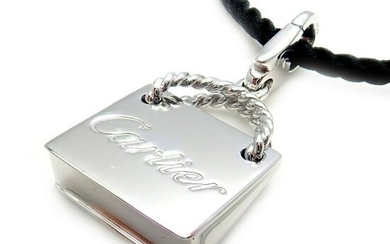 Authentic! Cartier 18k White Gold Shopping Bag Charm
