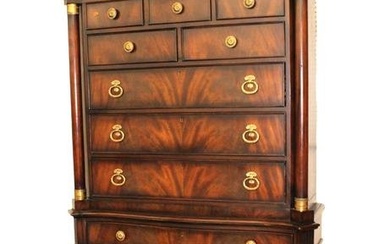 Awesome Councill 2pc 11 drawer burl mahogany high chest