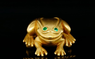 B. Kieselstein-Cord 1997 18K Frog Brooch W/Emeralds