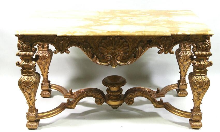 BAROQUE STYLE GILT CARVED CENTER TABLE