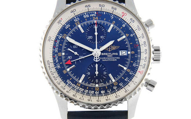 BREITLING - a stainless steel Navitimer World GMT chronograph wrist watch, 45mm.