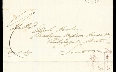 Bahamas Early Letters 1847 (7 May) entire letter from Nassau to London, rated "1/-" and showing...