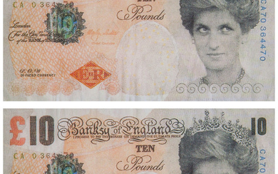Banksy (1974), Di-Faced Tenner, 10 GBP Note (two works) (2005)