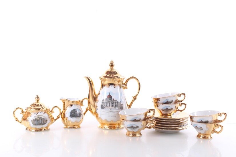 Bavaria Gold Overlay Italian Souvenir Tea Set